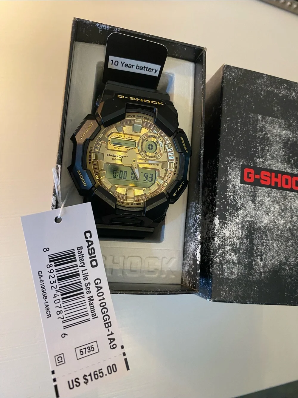 G-Shock Black Resin Watch with Gold Face